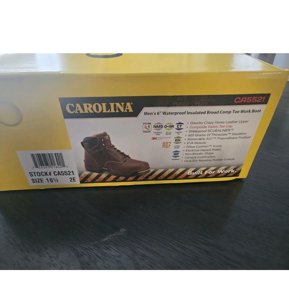 Carolina Waterproof Steel Toe Work Boots Brown Leather Lace Up Mens